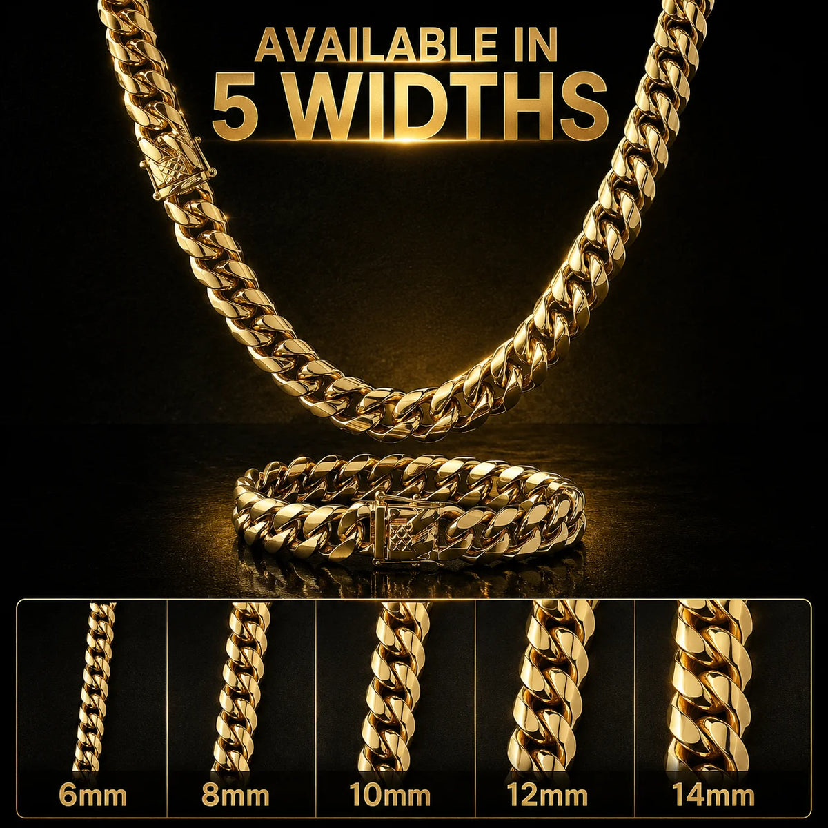 Renqing Wholesale 18K Gold Plated Jewelry Mens Stainless Steel Collier Cadena Corrente Collana Cuban Links Chains Necklace