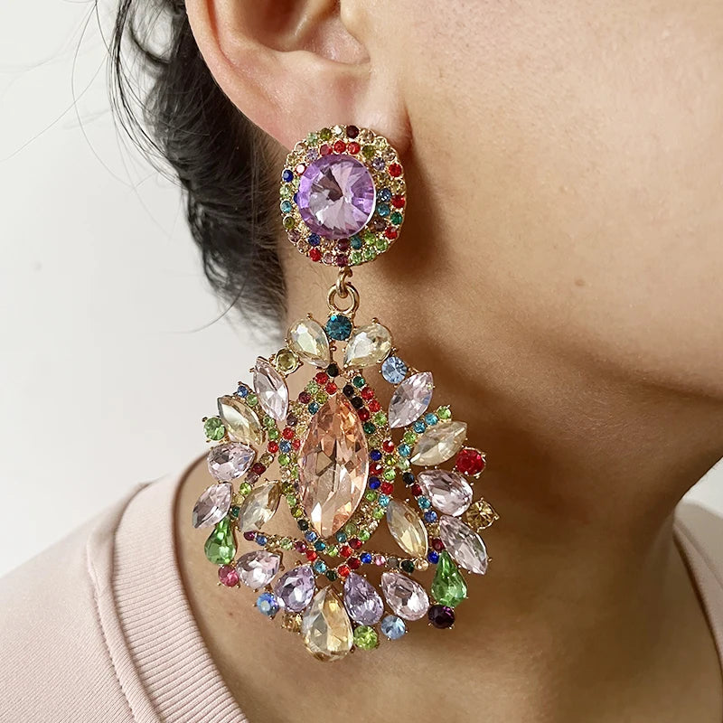 2027 New Arrival Fashion Jewelry Crystal Big Drop Dangle Earring for Women Luxury Wedding Bridal Maxi Crystal Statement Earrings