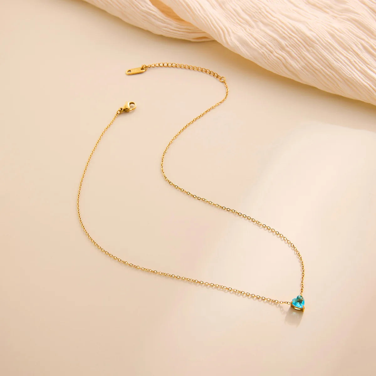 Cross-Border New Stainless Steel Love Zircon Birthstone Necklace 18K Heart-Shaped Link Chain with Twelve Birthstone Clavicle