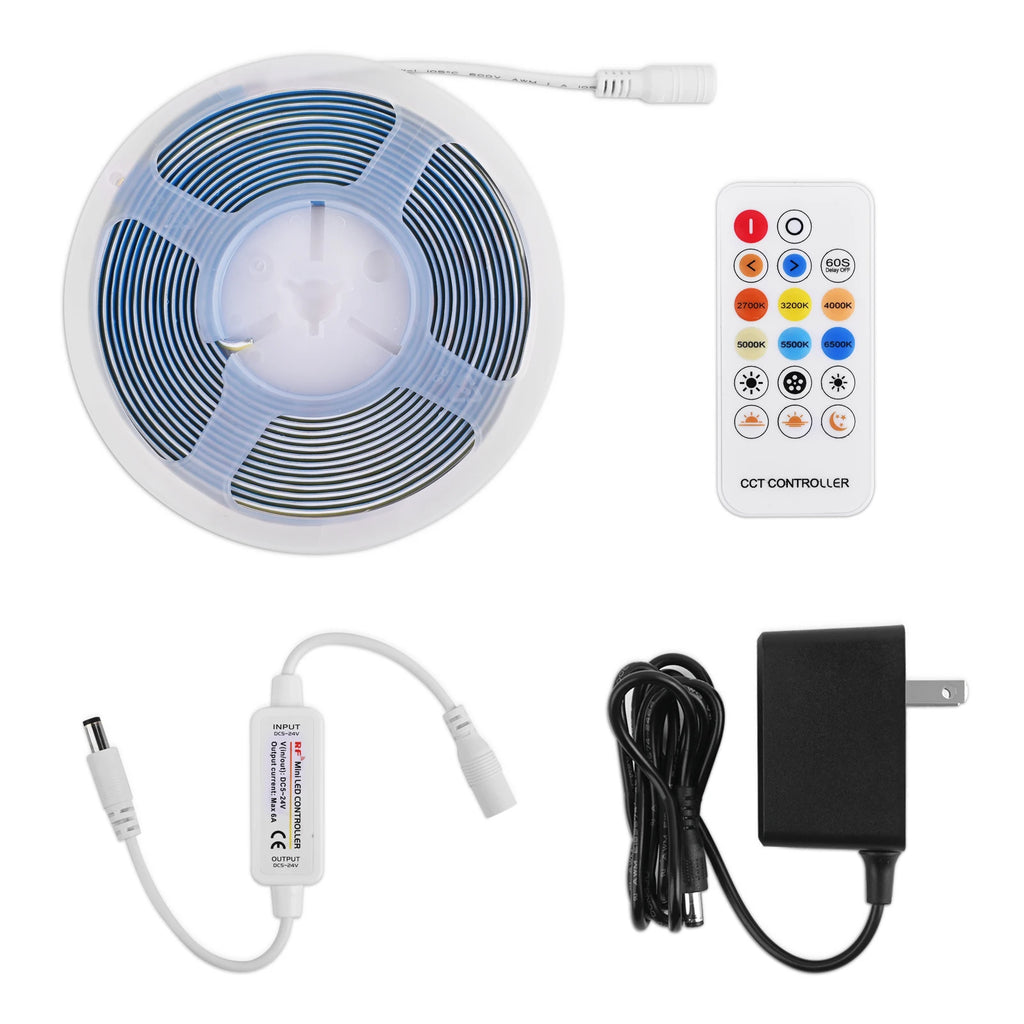 RF17 Smart LED Strip Light  COB LED Strip for Home/commercial Lighting 8mm PCB Dual Color Temperature Cuttable 2700K-6500K