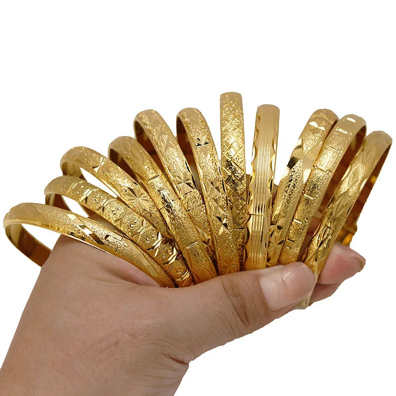 Dropshipping Exquisite Design Stainless Steel Modern Women Bangle Fashion Jewelry Engraved Bracelets Bangles Gold Plated