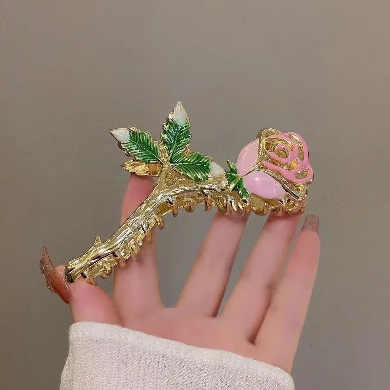New Sweet Temperament Metal Hair Clips for Women Simplicity Shark Hair Clip Girl Hair Clips Flower