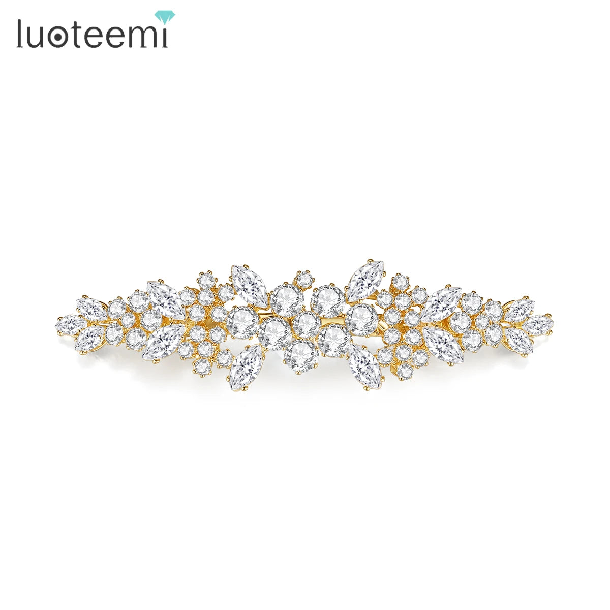 LUOTEEMI Factory Direct Sale Metal Clipper Fancy Bridal Wedding Girls Vintage Clip Wholesale Cubic Zirconia Hair French Pin