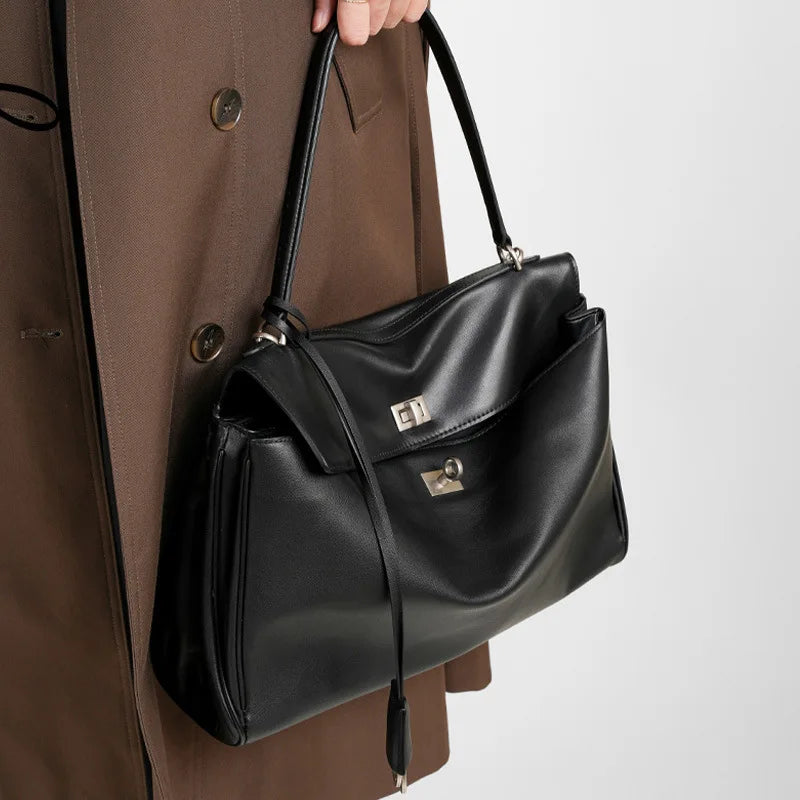 2026 New Hot Sale Genuine Leather Large Capacity Tote Bag Luxury Fashion Shoulder Crossbody Bag Premium Cowhide Women Handbag