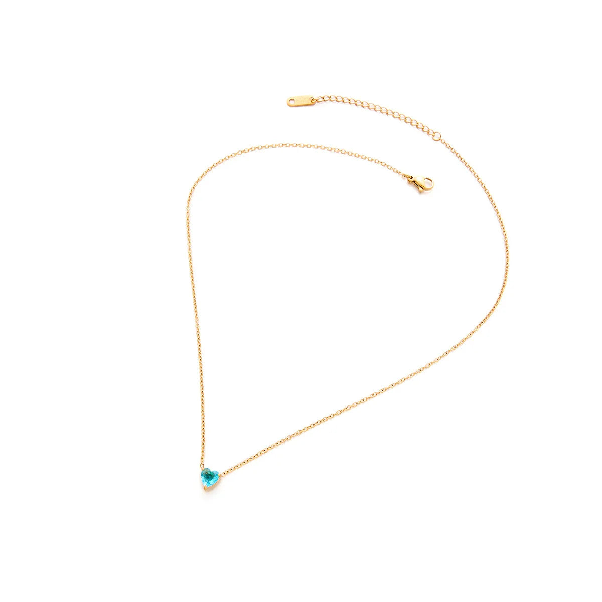 Cross-Border New Stainless Steel Love Zircon Birthstone Necklace 18K Heart-Shaped Link Chain with Twelve Birthstone Clavicle
