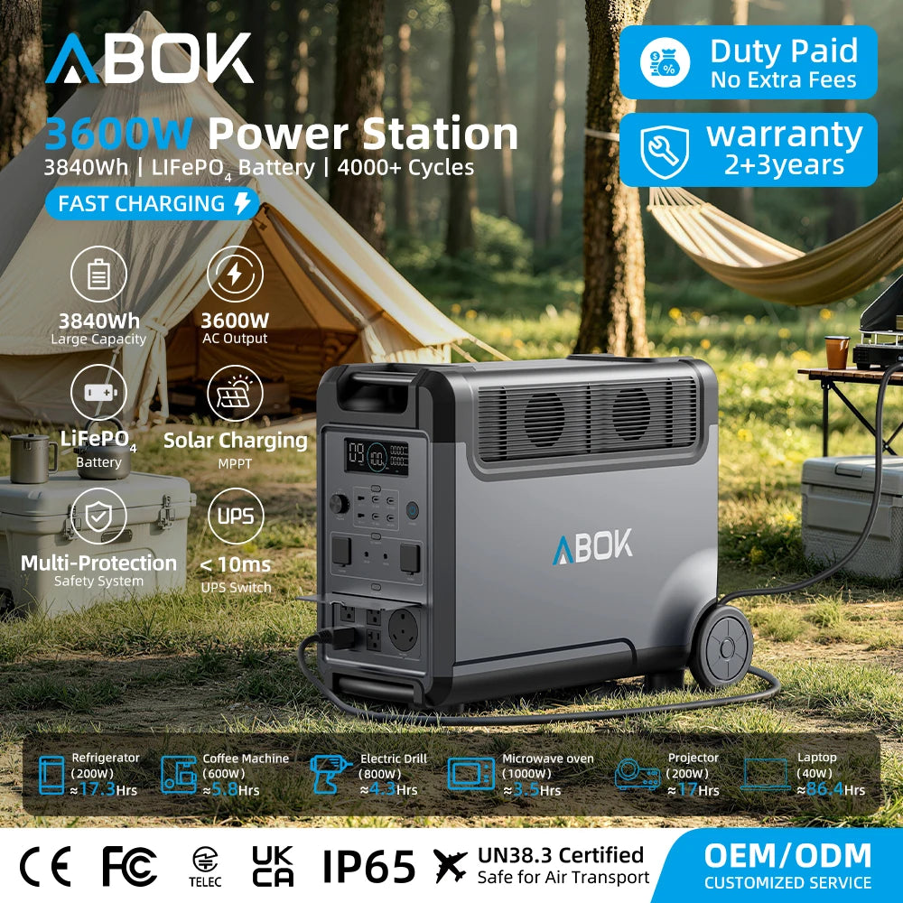 Fast Dispatch From Warehouses Overseas 3600w Portable Power Station Campsite Need Energy Storage System Sine Wave Generator