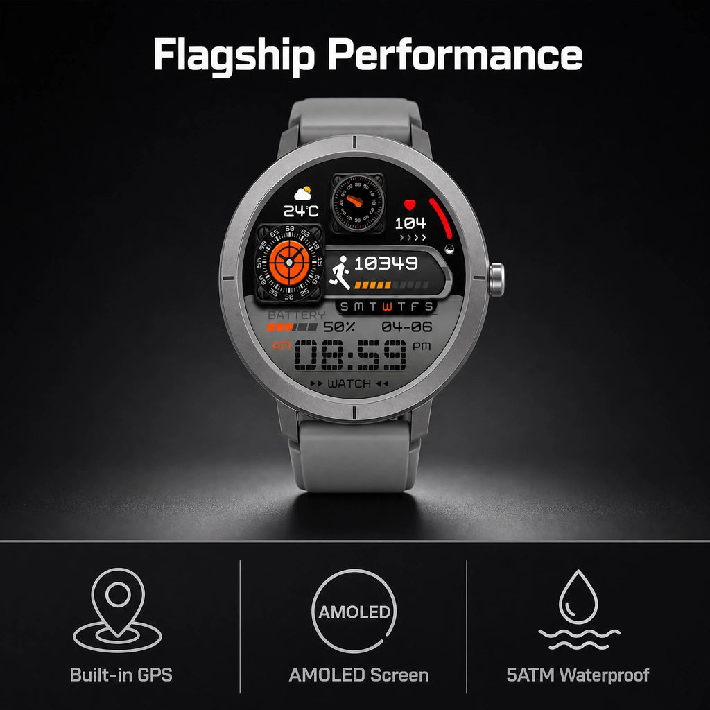 2026 DM76 Smart Watch Rugged AMOLED 5ATM Waterproof Outdoor Sport GPS BT Call Compass Custom, Direct From the Factory Sports