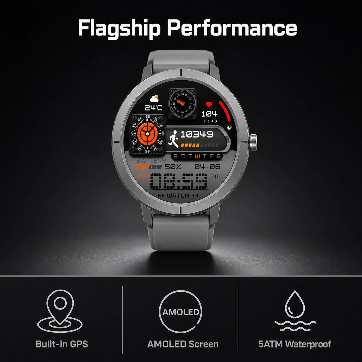 2026 DM76 Smart Watch Rugged AMOLED 5ATM Waterproof Outdoor Sport GPS BT Call Compass Custom, Direct From the Factory Sports