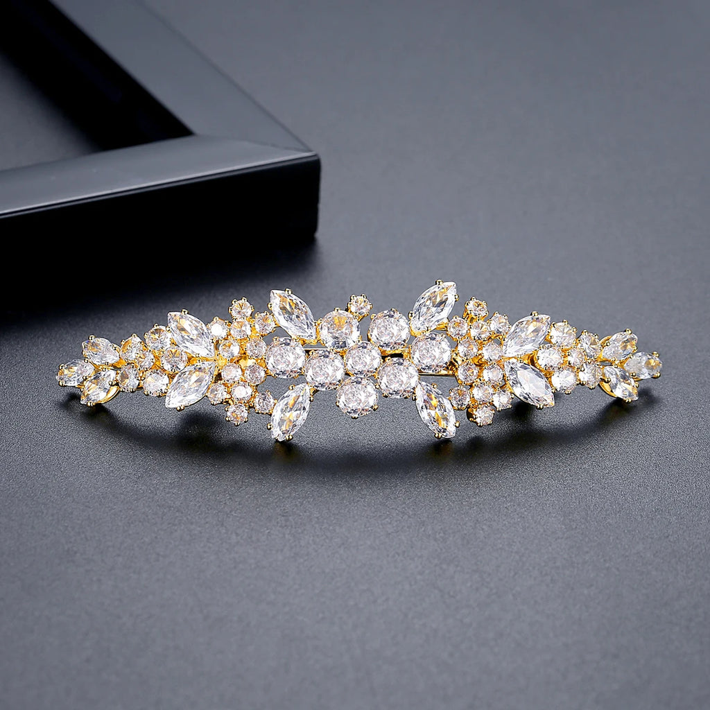 LUOTEEMI Factory Direct Sale Metal Clipper Fancy Bridal Wedding Girls Vintage Clip Wholesale Cubic Zirconia Hair French Pin