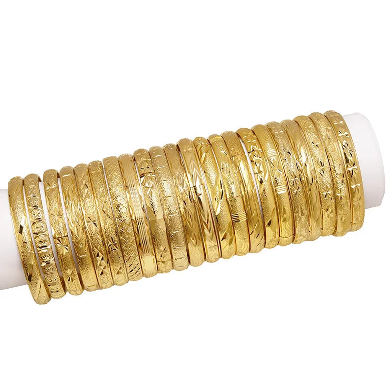 Dropshipping Exquisite Design Stainless Steel Modern Women Bangle Fashion Jewelry Engraved Bracelets Bangles Gold Plated