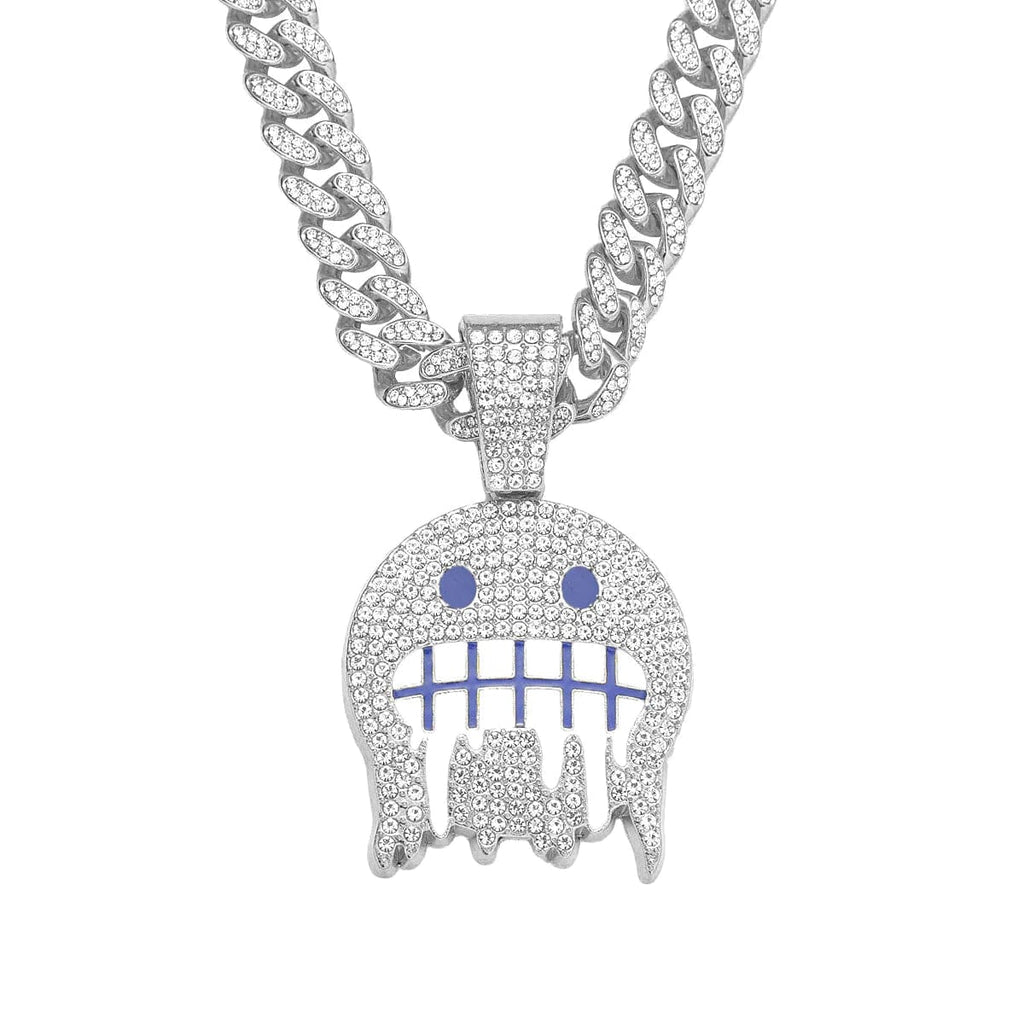 Iced face pendant and Cuban chain – view 2