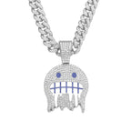 Iced face pendant and Cuban chain – view 2