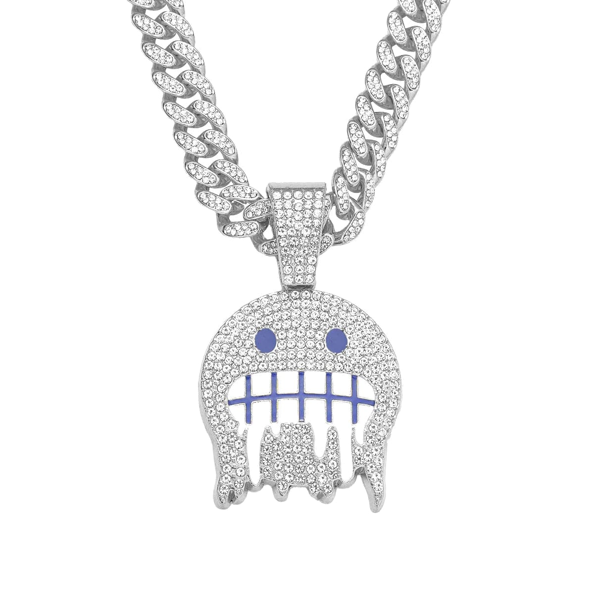 Iced face pendant and Cuban chain – view 2