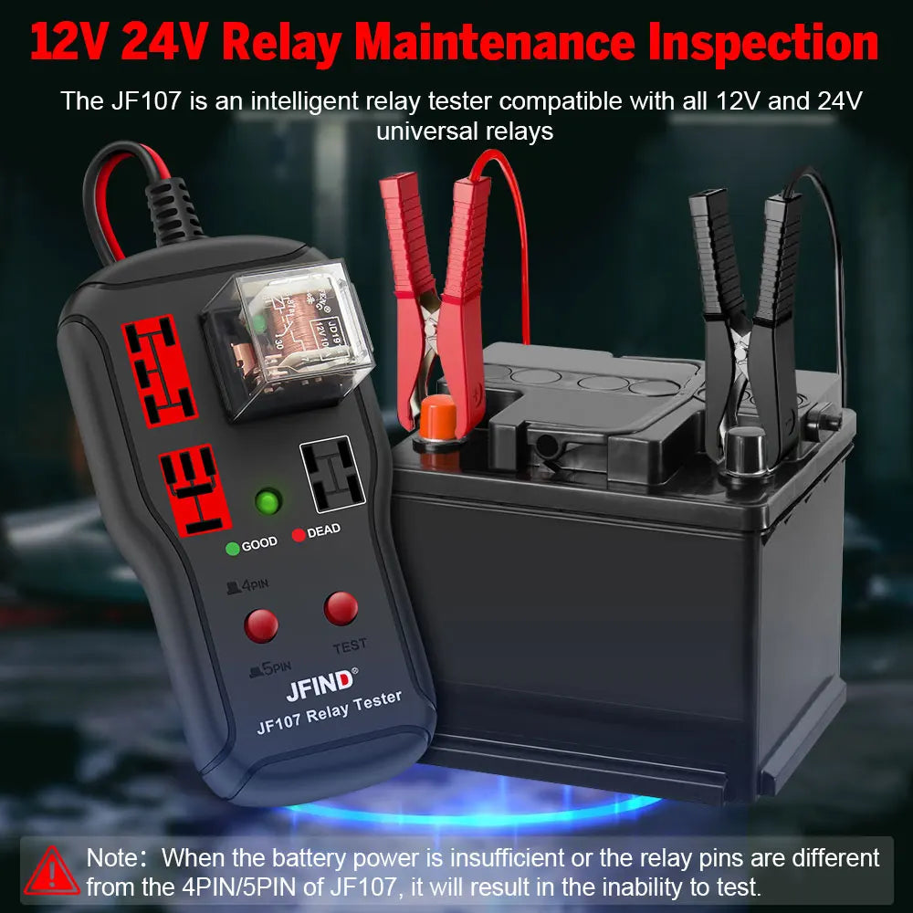 JFIND JF107 Car Relay Tester, 12V–24V, for 4 and 5 Pin Relays