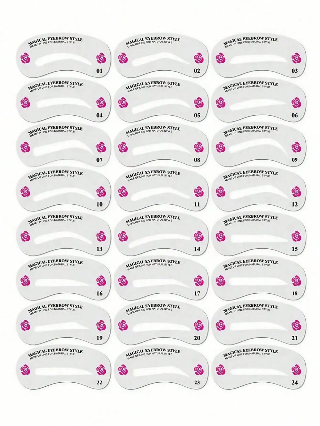 Eyebrow Shaping Stencils, 24 Styles