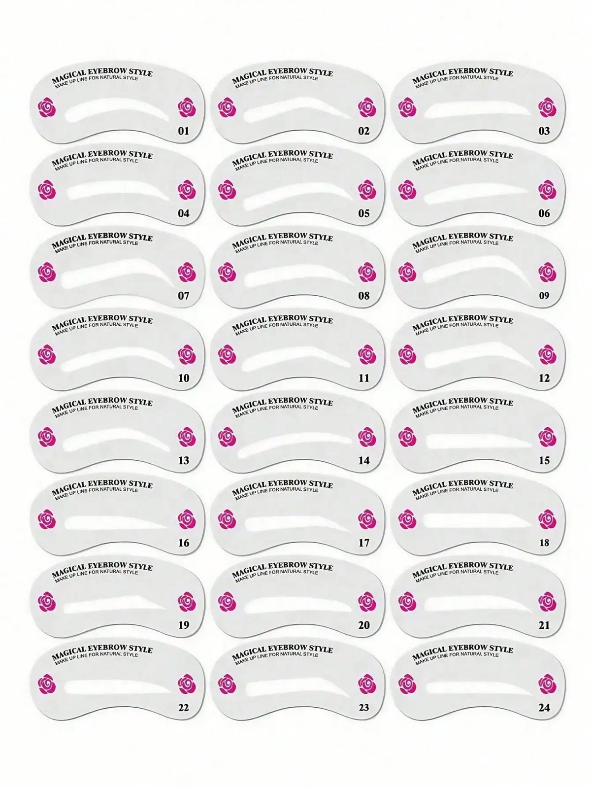Eyebrow Shaping Stencils, 24 Styles