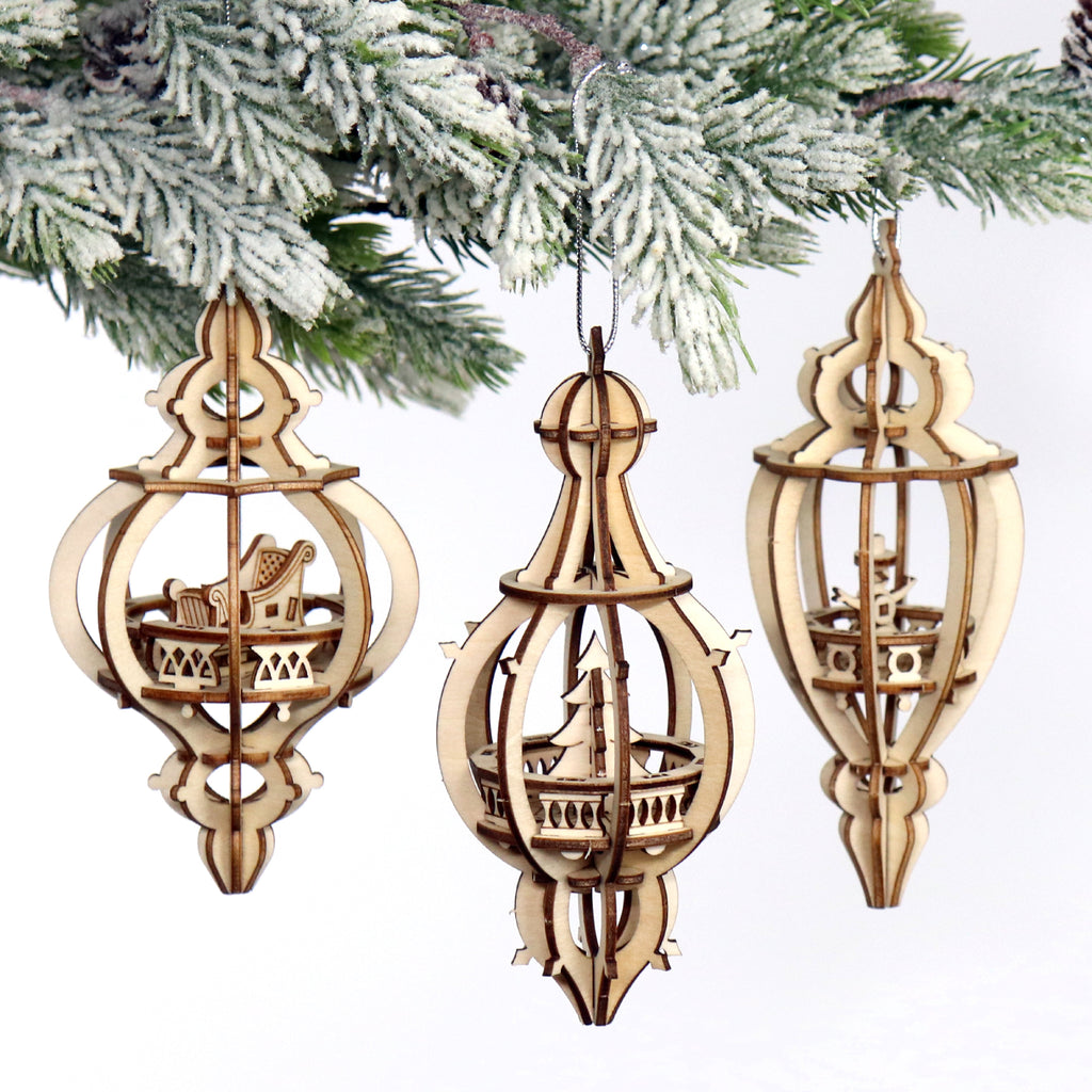 Happy Holidays DIY wooden Christmas bauble set, gallery image 2