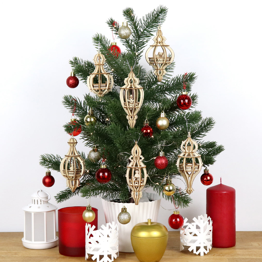 Happy Holidays DIY wooden Christmas bauble set, Christmas tree bauble 2