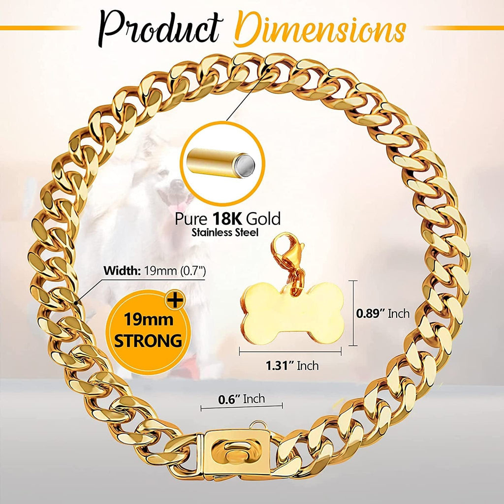 Heavy-duty gold Cuban dog collar – view 5