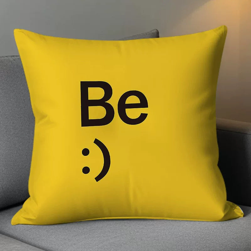 Cute Smiling Face Double-Sided Plush Throw Pillow Cover with Insert