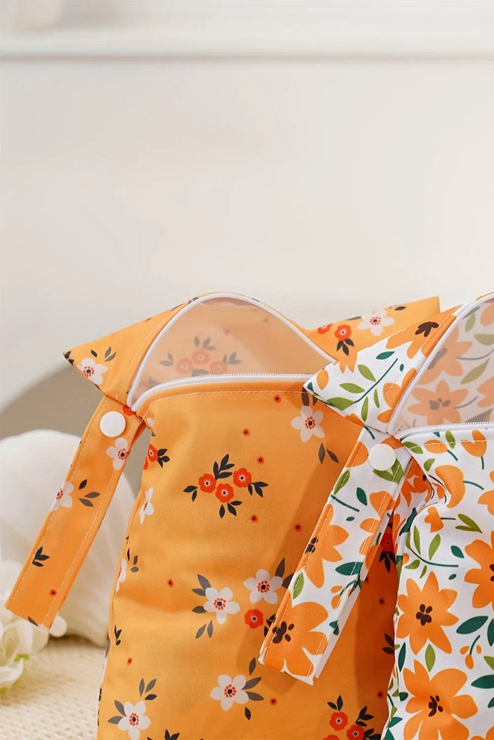 2-Piece Floral Canvas Zip Organizer Bag Set