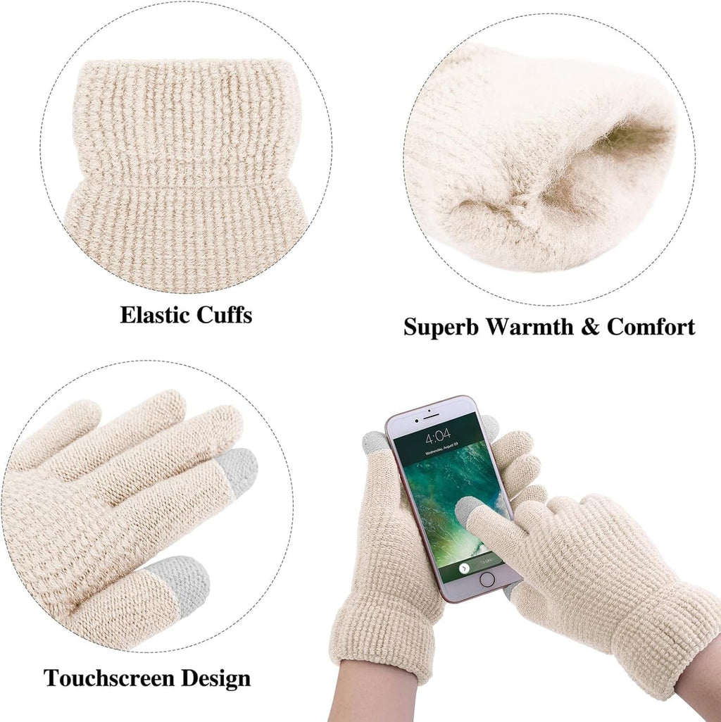 Pom-pom beanie, loop scarf and gloves set – view 4