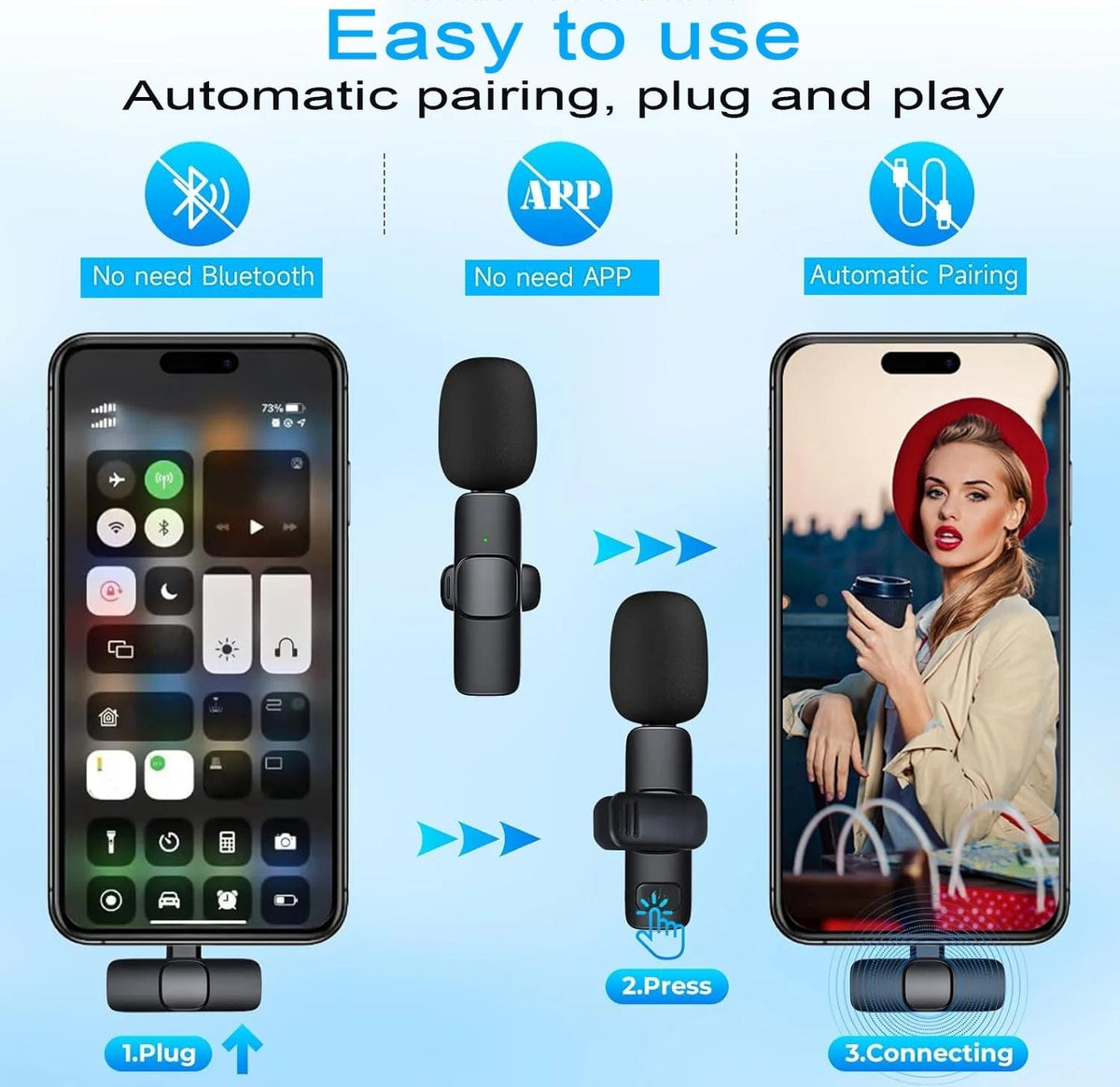 Dual wireless lavalier microphones – view 2