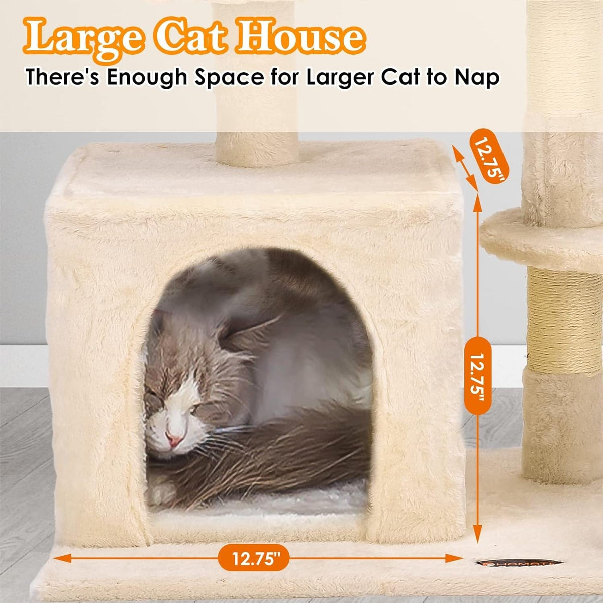 Compact cat tree with condo – view 2