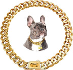 Heavy-duty gold Cuban dog collar – view 1