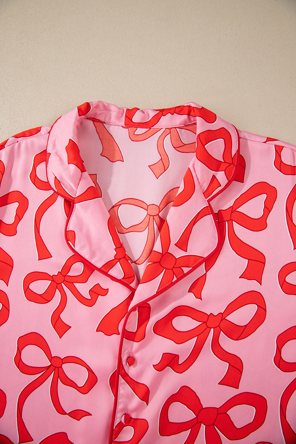 Bow print button-up pajama set – view 6