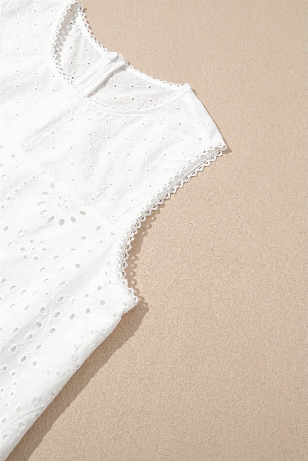 White Floral Eyelet Embroidered Sleeveless Cotton Shift Dress