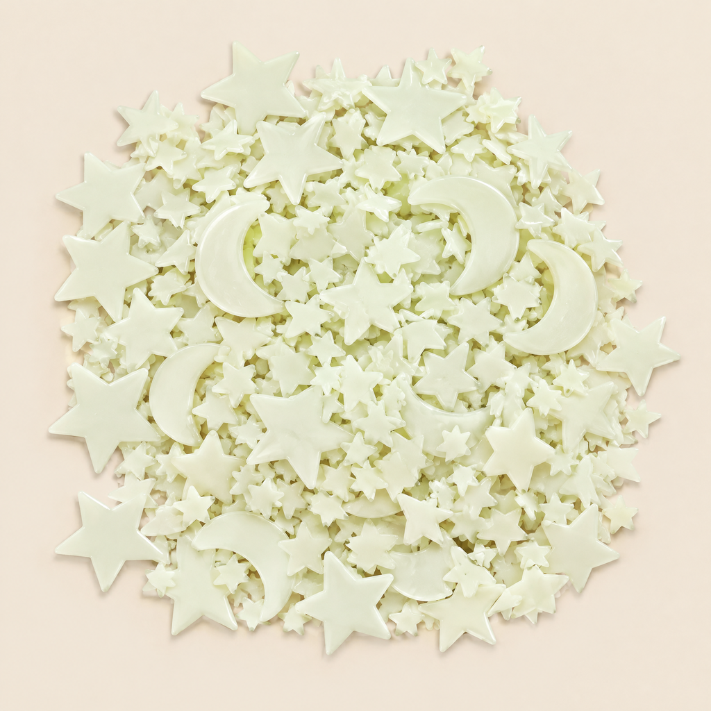 Glow-in-the-dark star and moon ceiling stickers