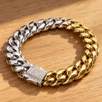 Close-up of the Cuban link bracelet's links and clasp