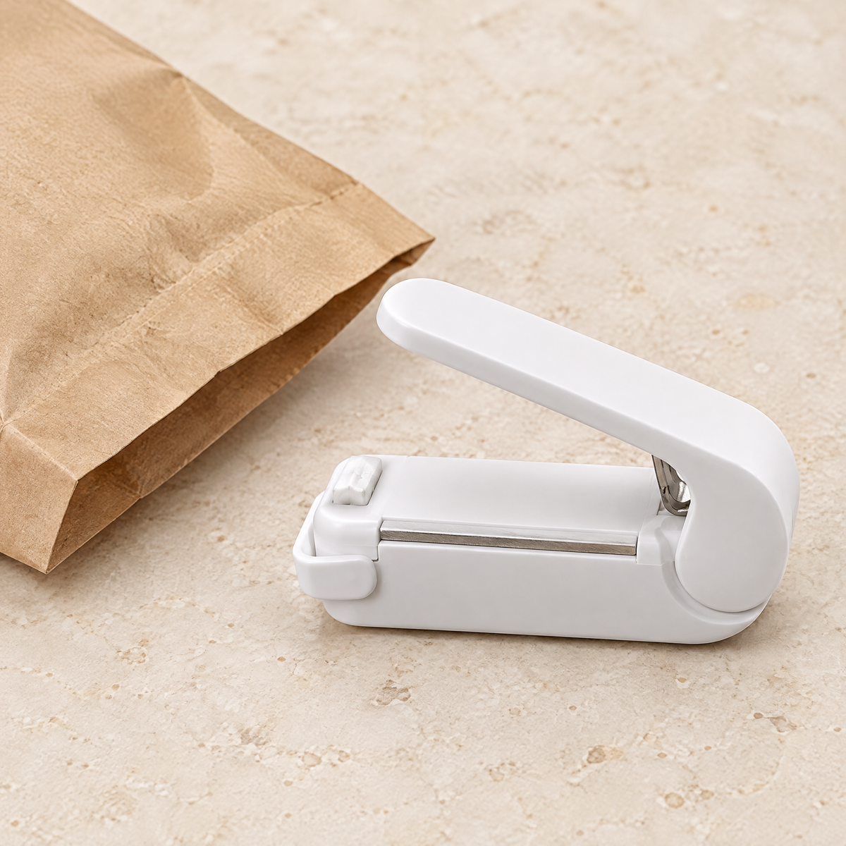Close-up of the mini bag sealer's sealing edge