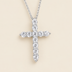 Silver chain necklace on a cream background