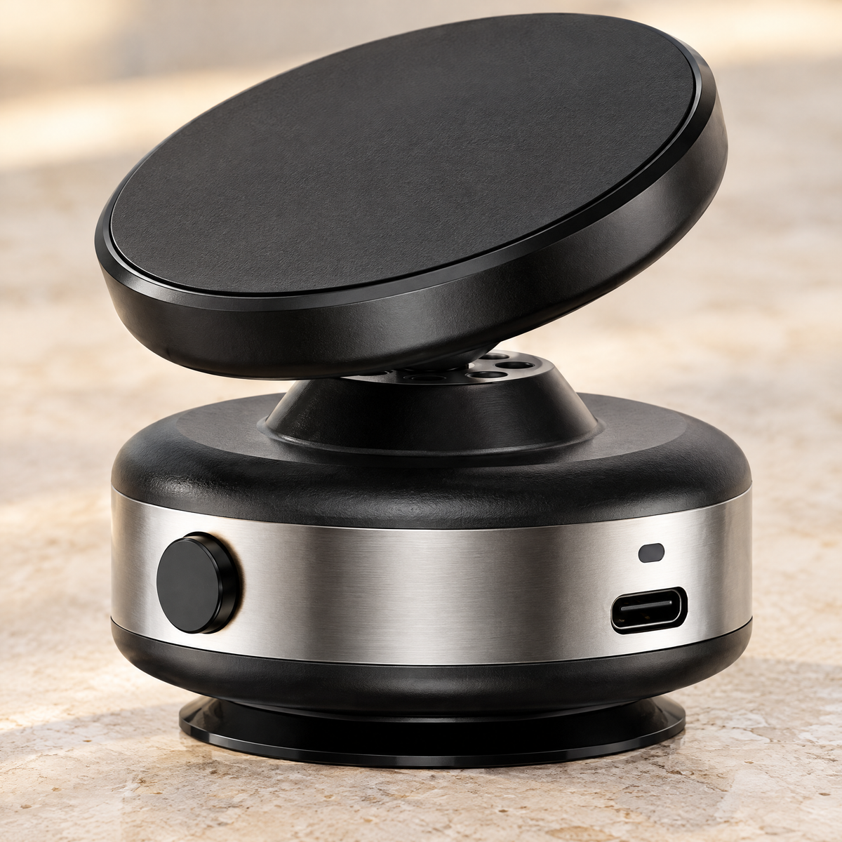 Close-up of the phone holder mount and joint