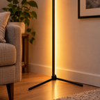 Close-up of the LED floor lamp light bar and base