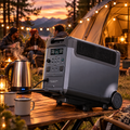 Portable power station at a campsite