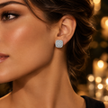 Lab grown diamond stud earring worn