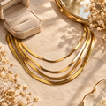 Herringbone chain necklace styled flat lay